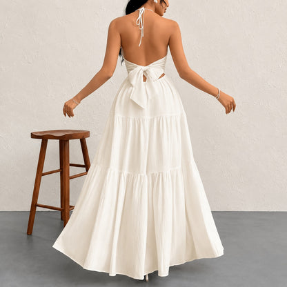 Vestido Marielle™ con Cuello Halter y Lazo Delicado