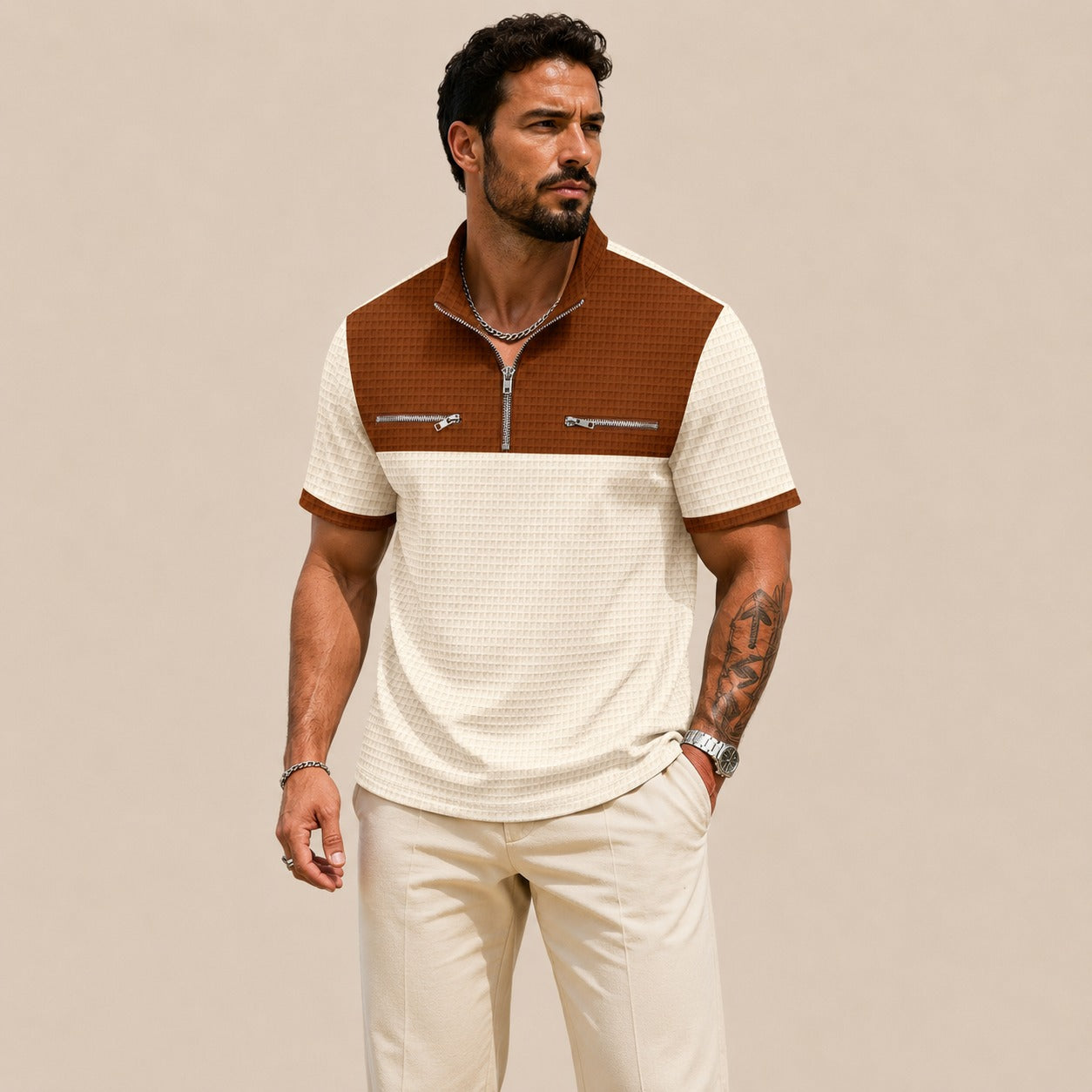 Camisa Axton™ con Cuello de Cremallera y Estilo Moderno