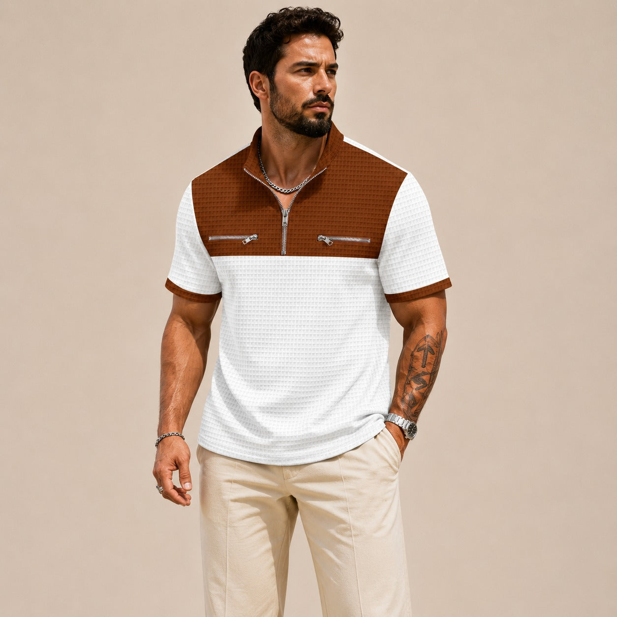 Camisa Axton™ con Cuello de Cremallera y Estilo Moderno