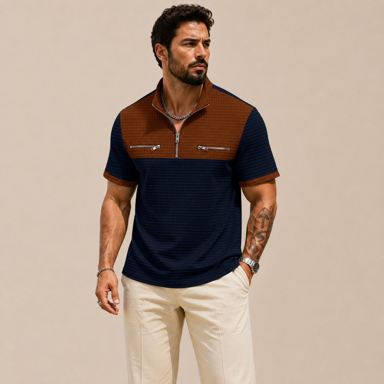 Camisa Axton™ con Cuello de Cremallera y Estilo Moderno