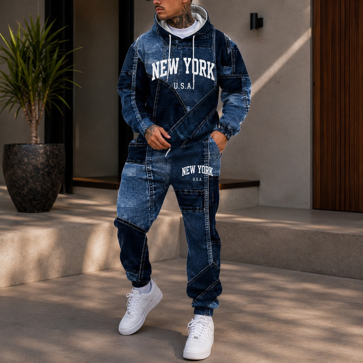 Conjunto Avelon™ en Sudadera con Efecto Denim