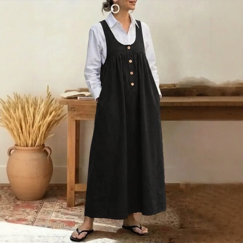 Vestido Meadow™ Estilo Pichi Con Botones Frontales Minimalistas