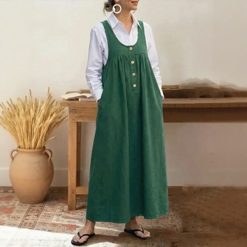Vestido Meadow™ Estilo Pichi Con Botones Frontales Minimalistas