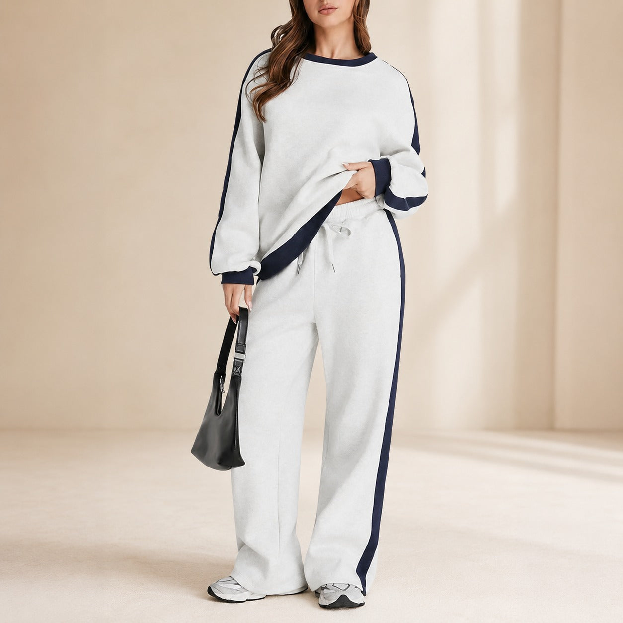 Conjunto de Sudadera Celestelle™ Con Rayas Laterales y Pantalón Amplio