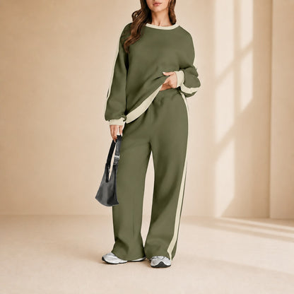 Conjunto de Sudadera Celestelle™ Con Rayas Laterales y Pantalón Amplio