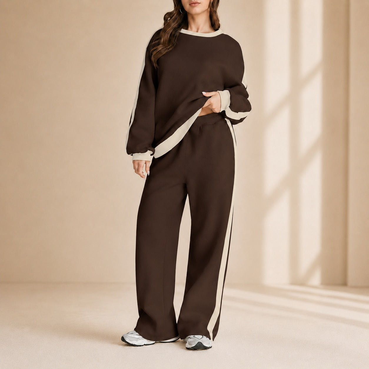 Conjunto de Sudadera Celestelle™ Con Rayas Laterales y Pantalón Amplio