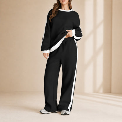 Conjunto de Sudadera Celestelle™ Con Rayas Laterales y Pantalón Amplio
