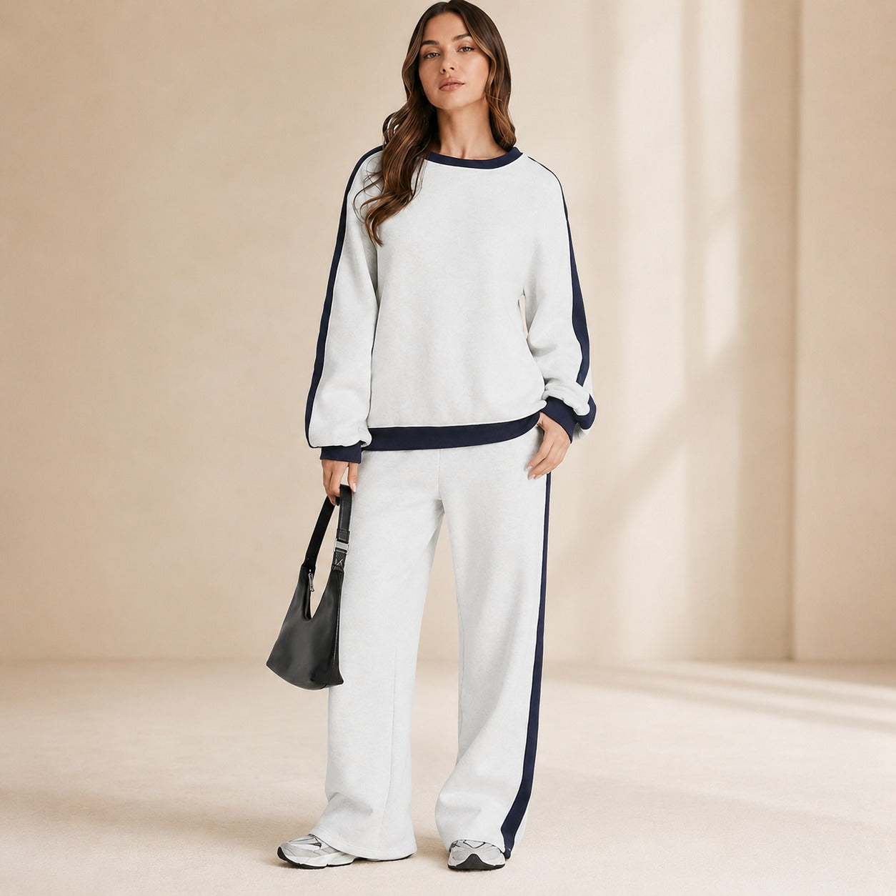 Conjunto de Sudadera Celestelle™ Con Rayas Laterales y Pantalón Amplio