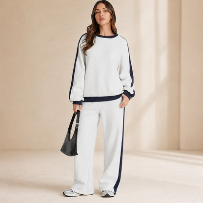 Conjunto de Sudadera Celestelle™ Con Rayas Laterales y Pantalón Amplio