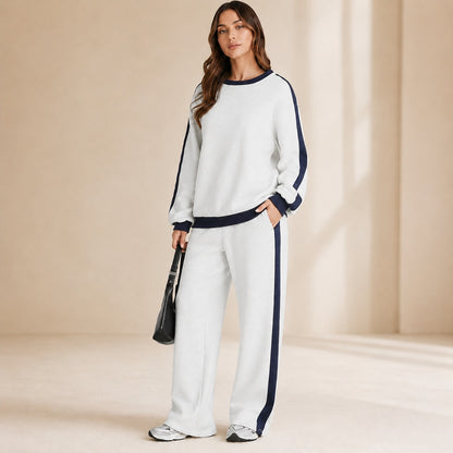 Conjunto de Sudadera Celestelle™ Con Rayas Laterales y Pantalón Amplio