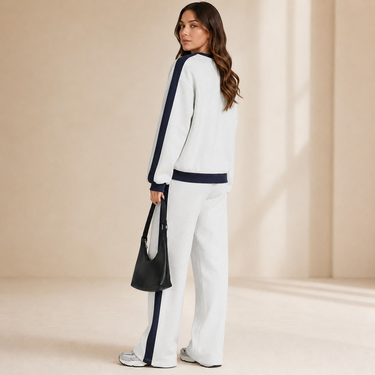 Conjunto de Sudadera Celestelle™ Con Rayas Laterales y Pantalón Amplio