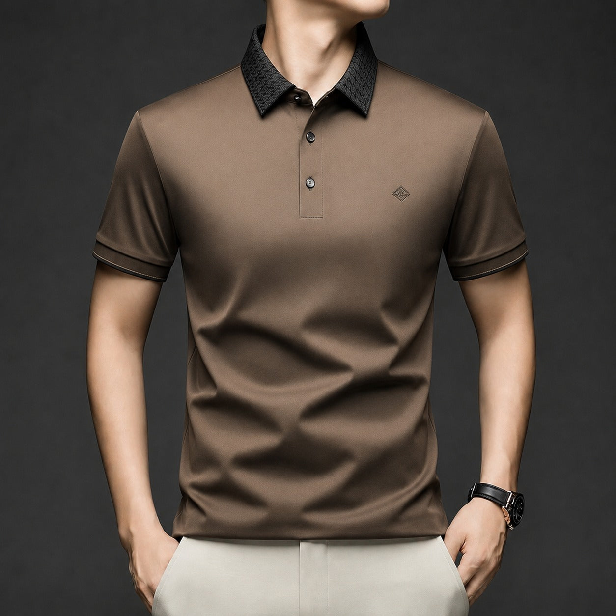 Polo Alviero™ Con Cuello Texturizado y Tejido Flexible