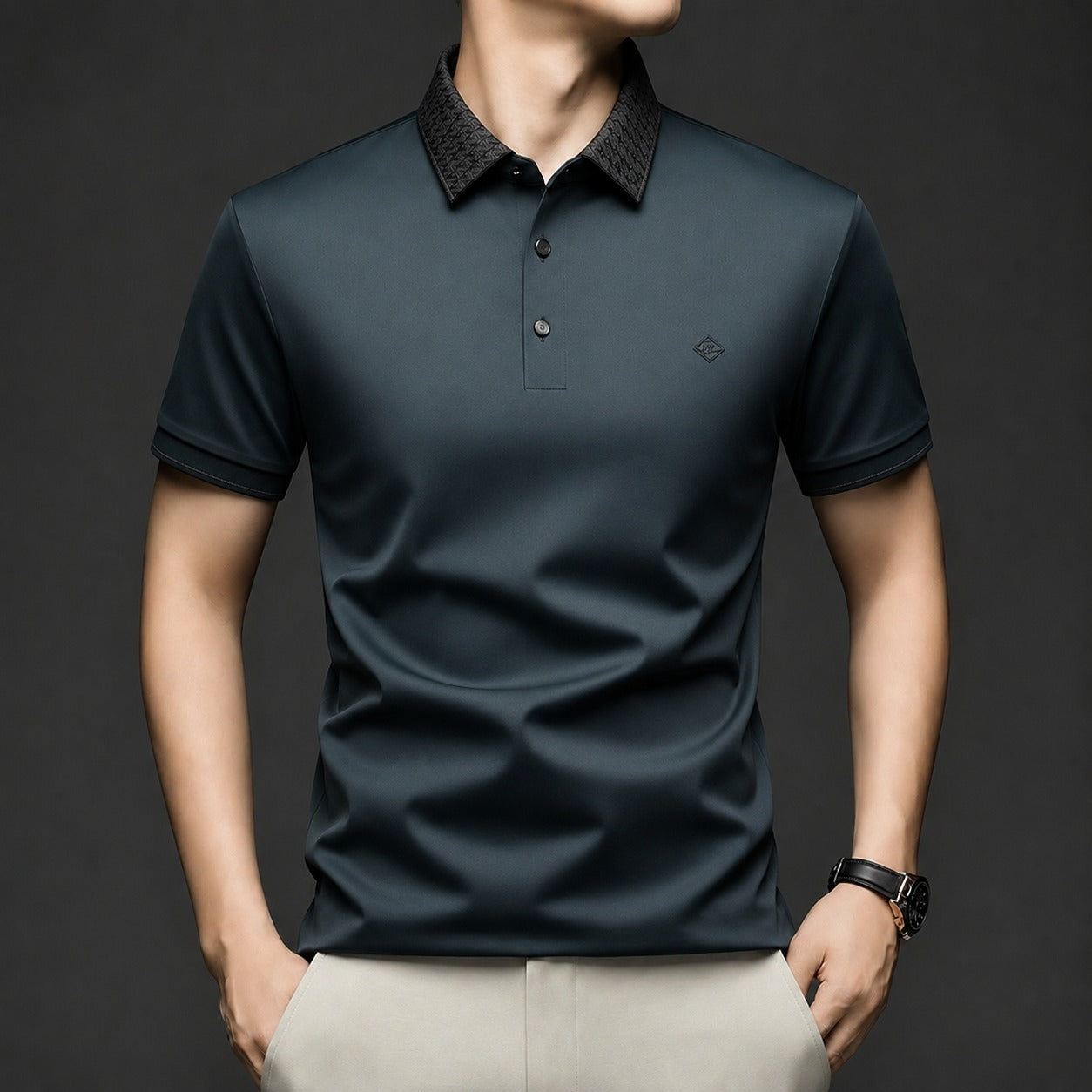 Polo Alviero™ Con Cuello Texturizado y Tejido Flexible