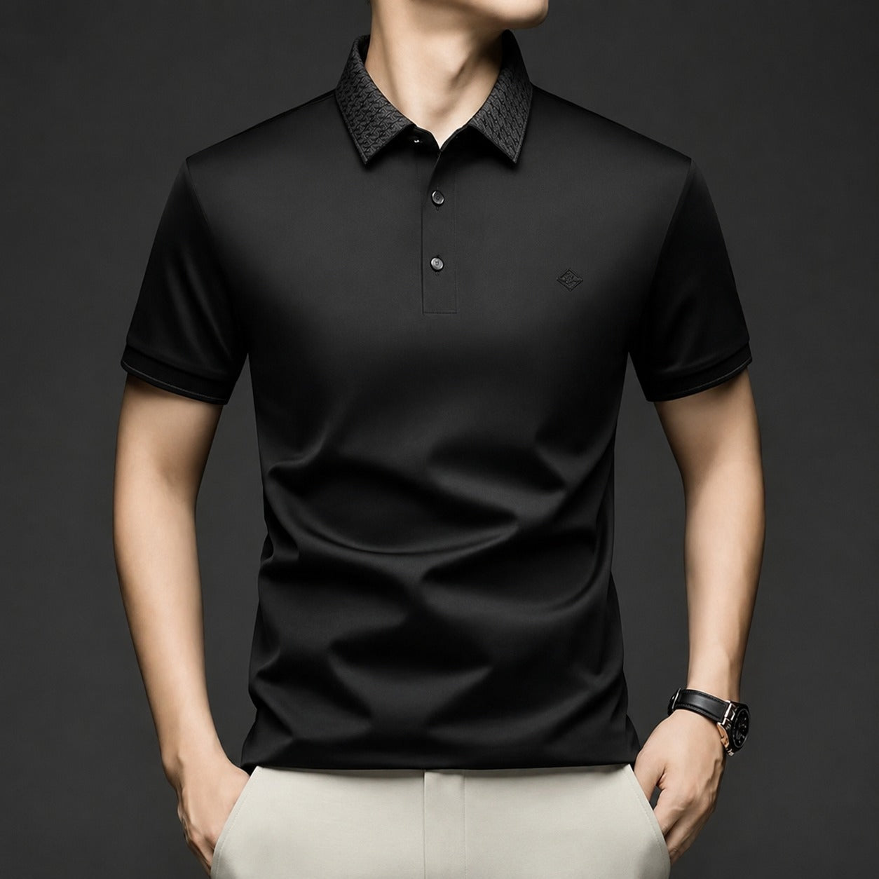 Polo Alviero™ Con Cuello Texturizado y Tejido Flexible