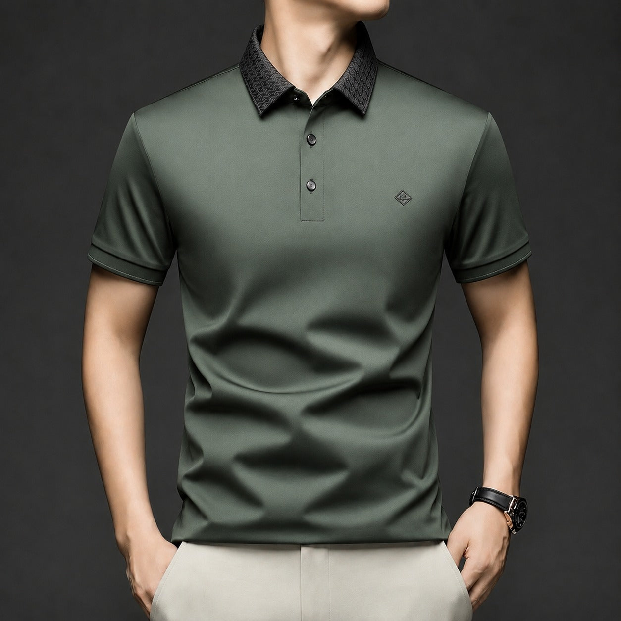 Polo Alviero™ Con Cuello Texturizado y Tejido Flexible