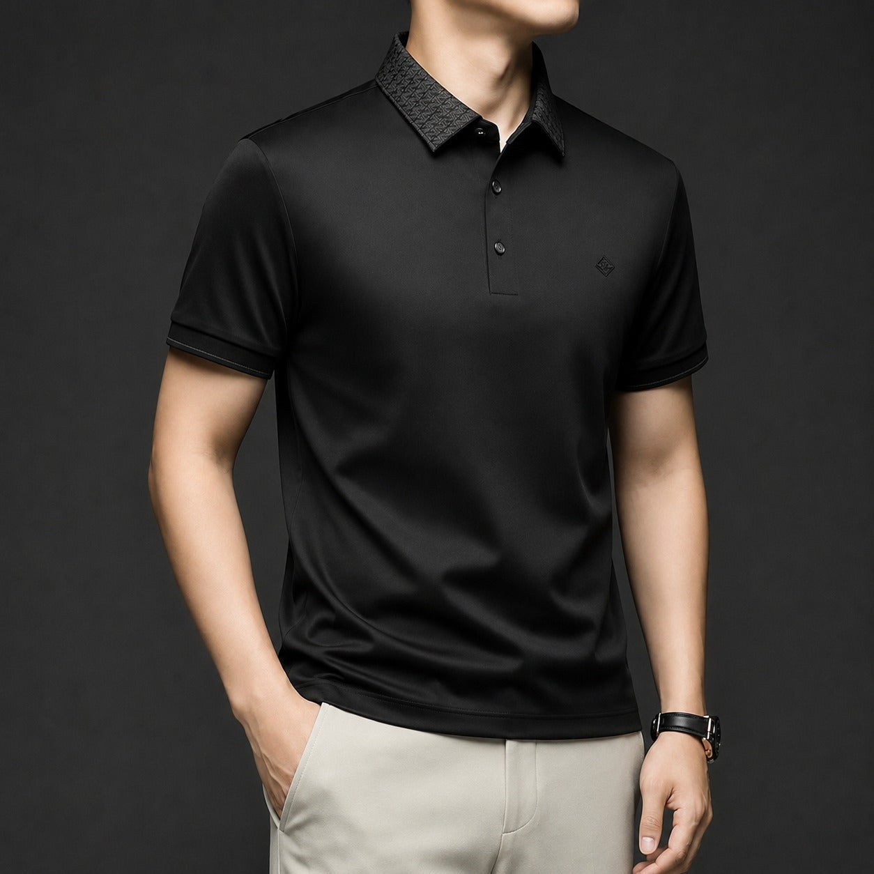 Polo Alviero™ Con Cuello Texturizado y Tejido Flexible