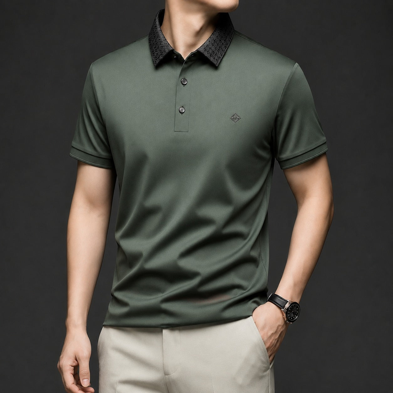 Polo Alviero™ Con Cuello Texturizado y Tejido Flexible