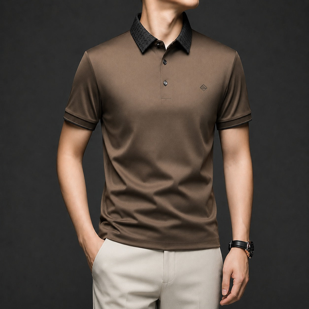 Polo Alviero™ Con Cuello Texturizado y Tejido Flexible