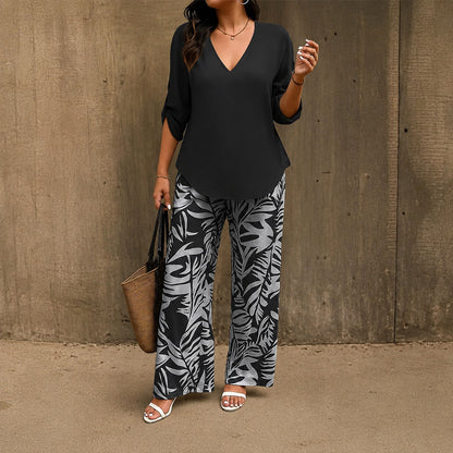 Bellariva™ Con Pantalón Estampado y Blusa Ligera