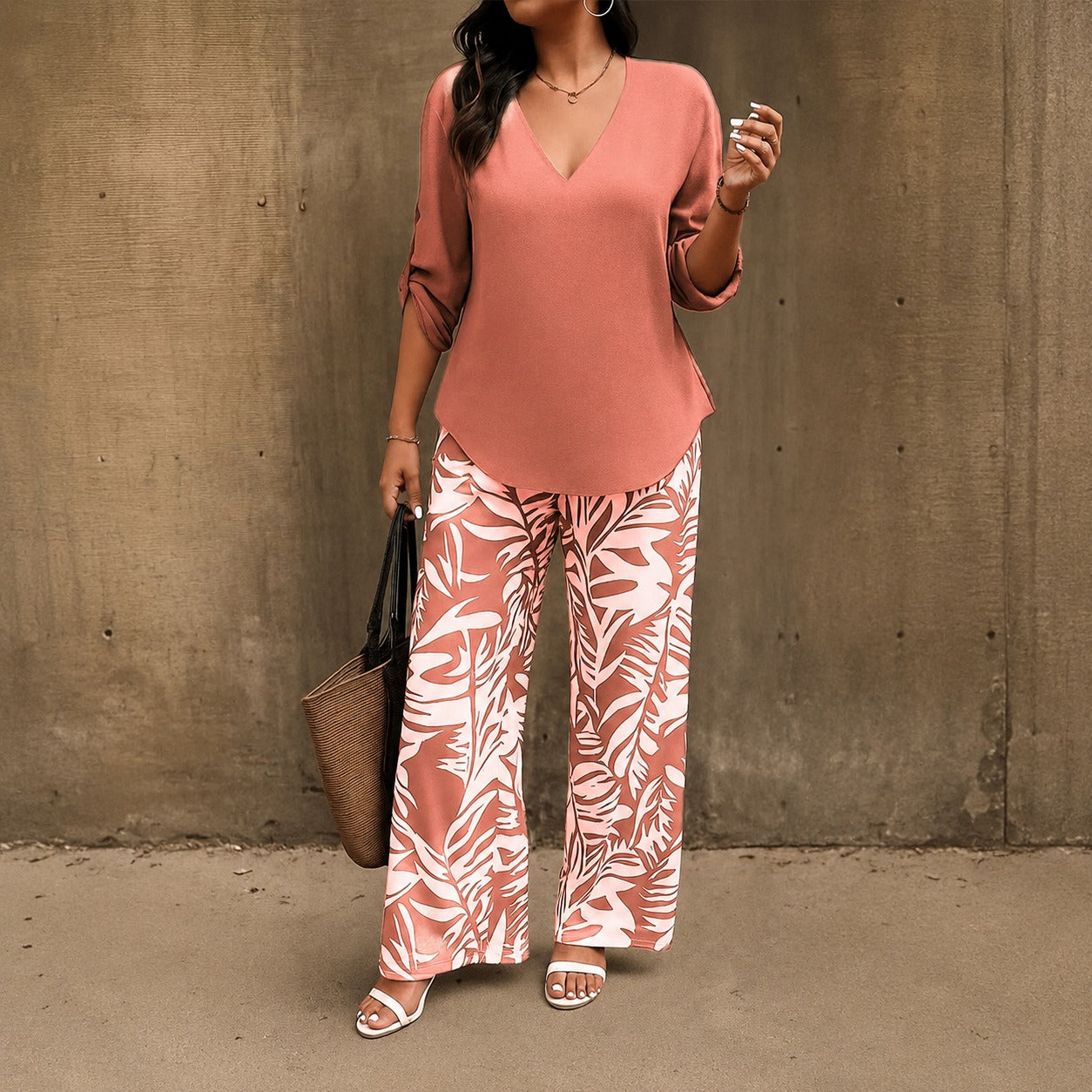 Bellariva™ Con Pantalón Estampado y Blusa Ligera