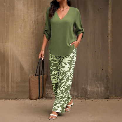 Bellariva™ Con Pantalón Estampado y Blusa Ligera