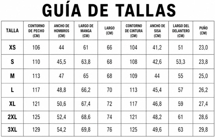 Guía de tallas