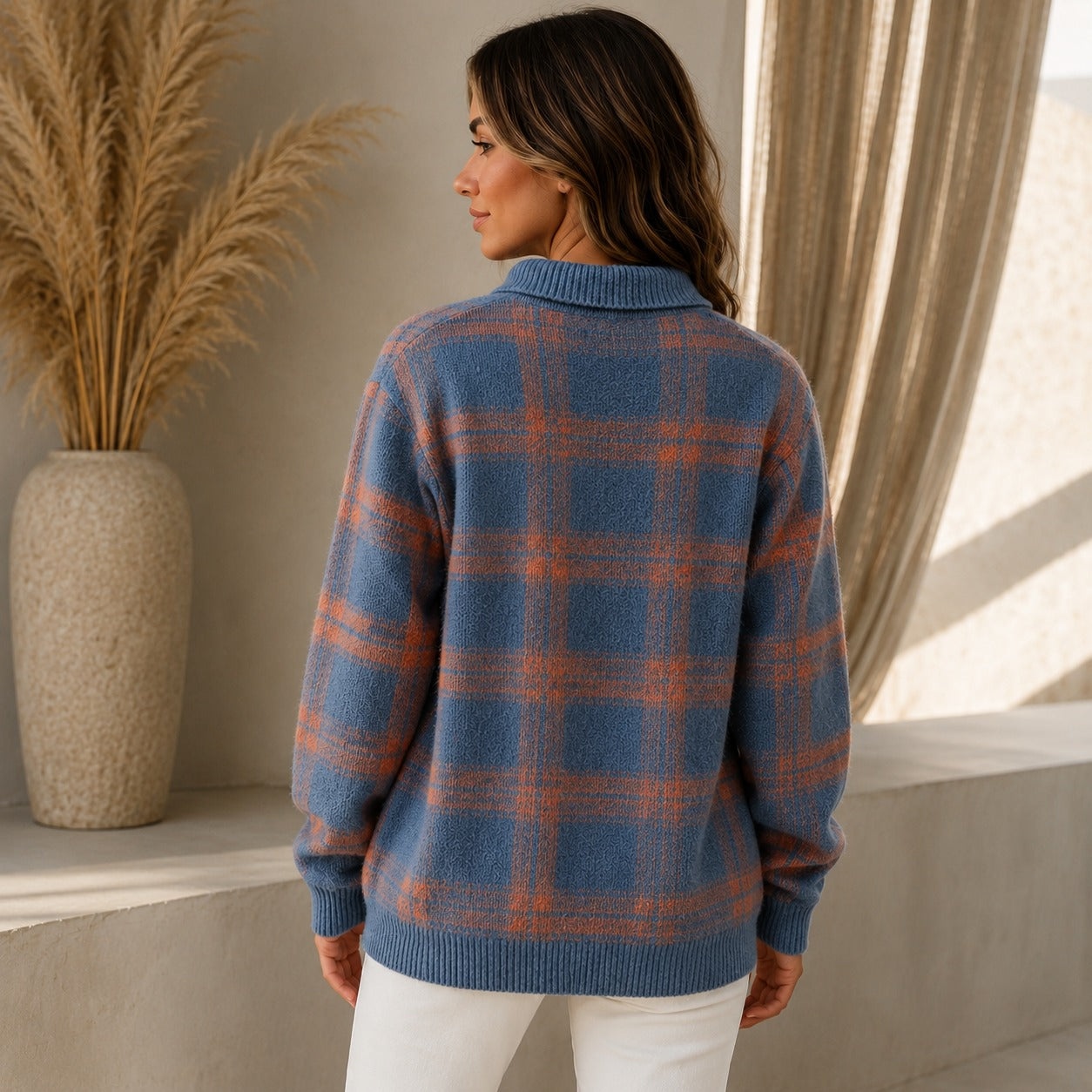 Cárdigan Saint Claire™ de Punto Premium con Estampado de Cuadros