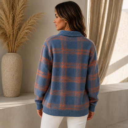 Cárdigan Saint Claire™ de Punto Premium con Estampado de Cuadros