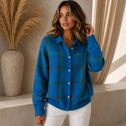 Cárdigan Saint Claire™ de Punto Premium con Estampado de Cuadros