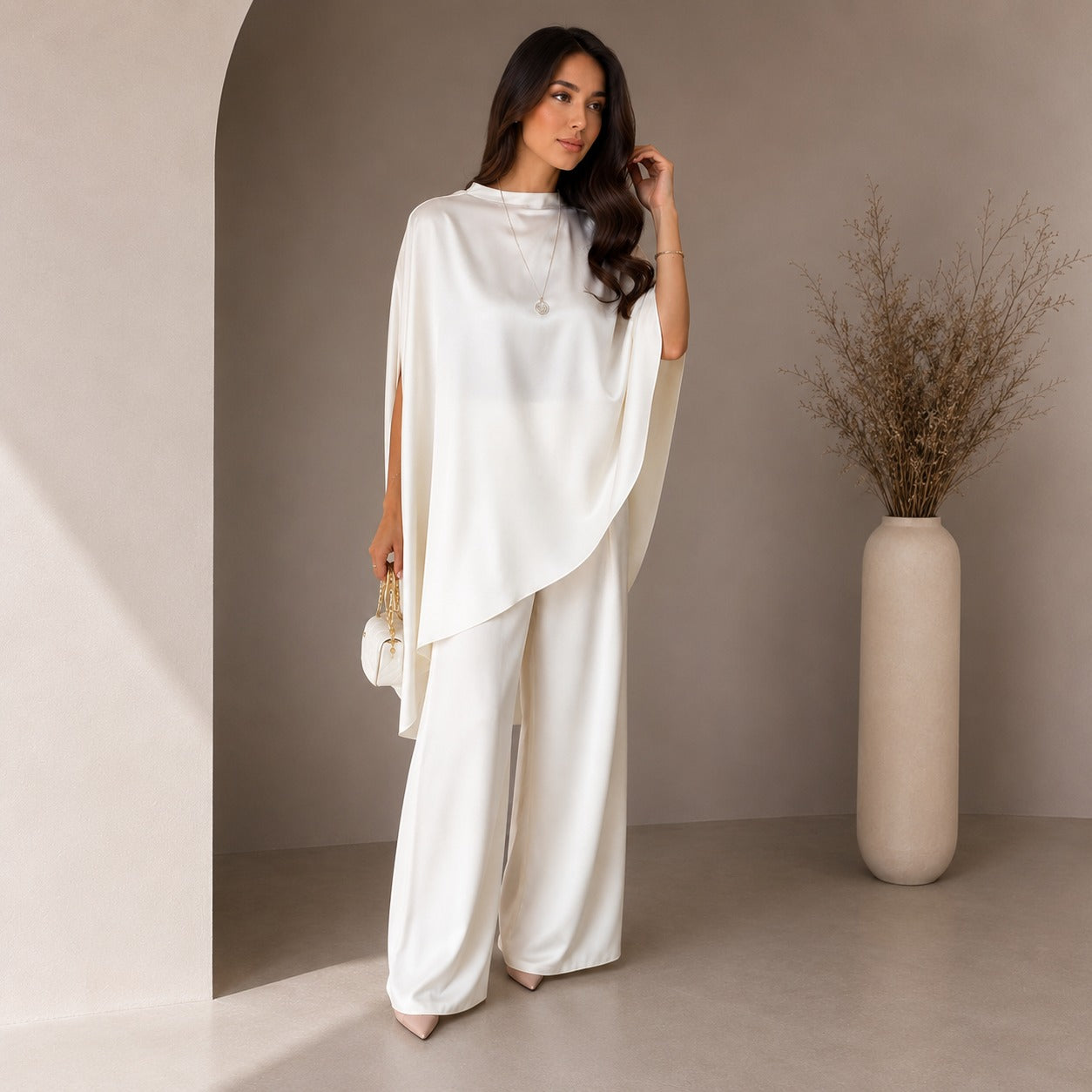 Conjunto Mirelisse™ Con Blusa Capa Fluida y Pantalón Palazzo