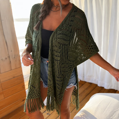 Kimono Calivie™ en Punto Calado con Flecos