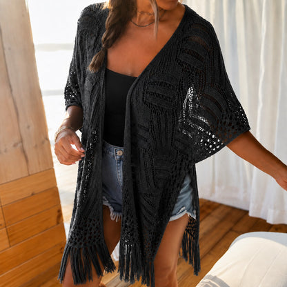 Kimono Calivie™ en Punto Calado con Flecos
