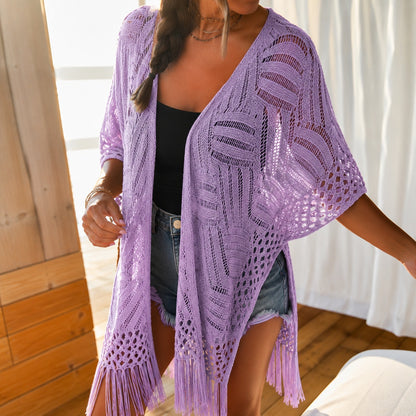 Kimono Calivie™ en Punto Calado con Flecos