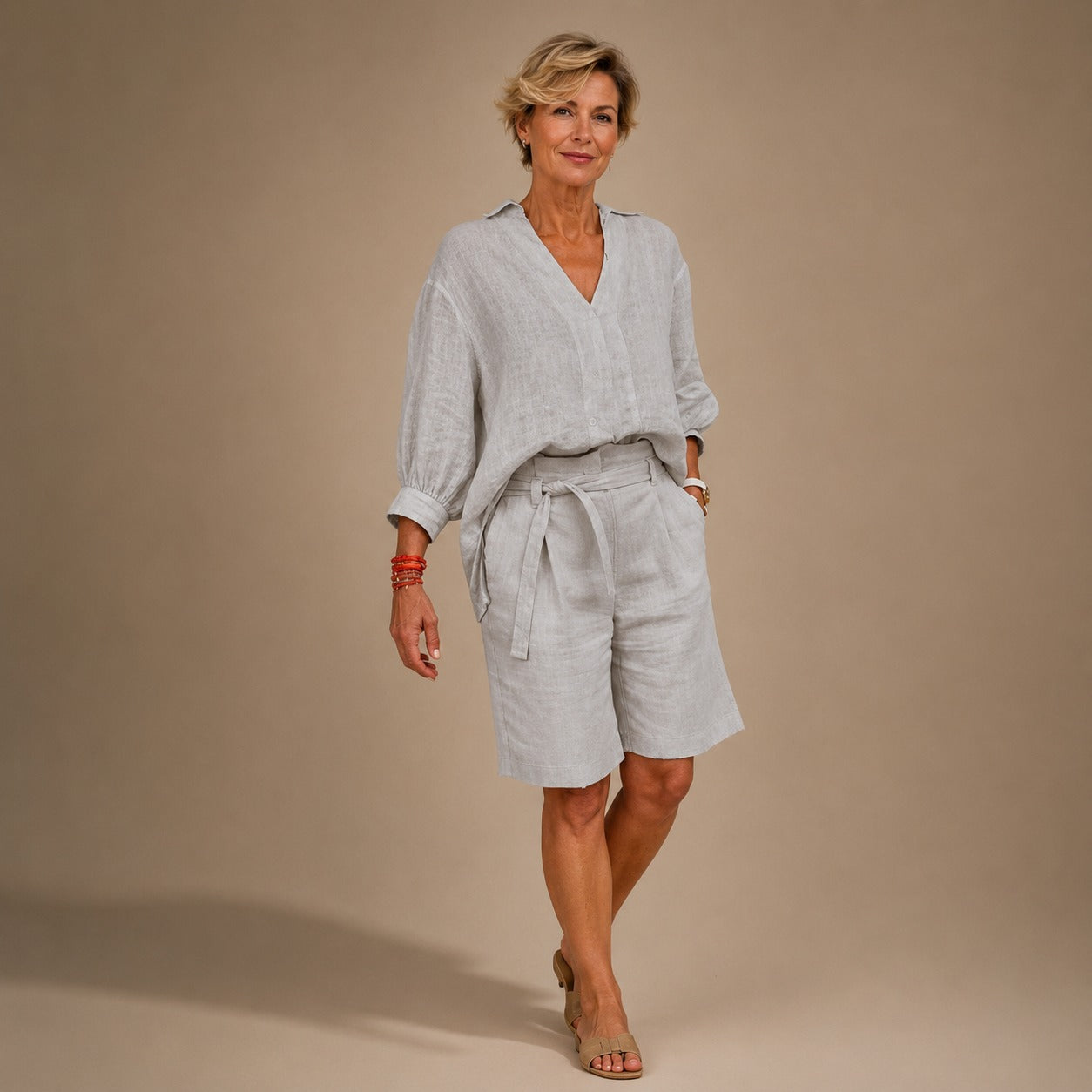 Conjunto Narella™ con Camisa de Manga Larga y Bermuda con Cintura Ajustable
