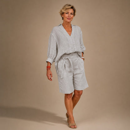 Conjunto Narella™ con Camisa de Manga Larga y Bermuda con Cintura Ajustable