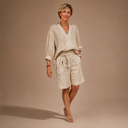 Conjunto Narella™ con Camisa de Manga Larga y Bermuda con Cintura Ajustable