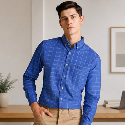Camisa Leandro™ de Algodón Transpirable con Cuadros Finos
