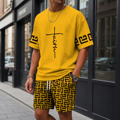 Conjunto Lucento™ con Camiseta Oversize y Shorts con Estampado Geométrico / Un estilo urbano con personalidad propia.