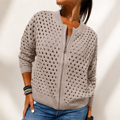 Chaqueta Nivara™ De Punto Calado Con Cremallera Frontal