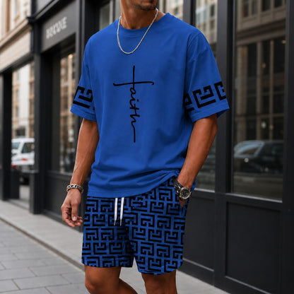 Conjunto Lucento™ con Camiseta Oversize y Shorts con Estampado Geométrico / Un estilo urbano con personalidad propia.