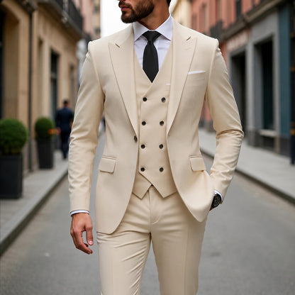 Traje Montevic™ con Chaleco Cruzado, Corte Slim y Blazer Estructurado