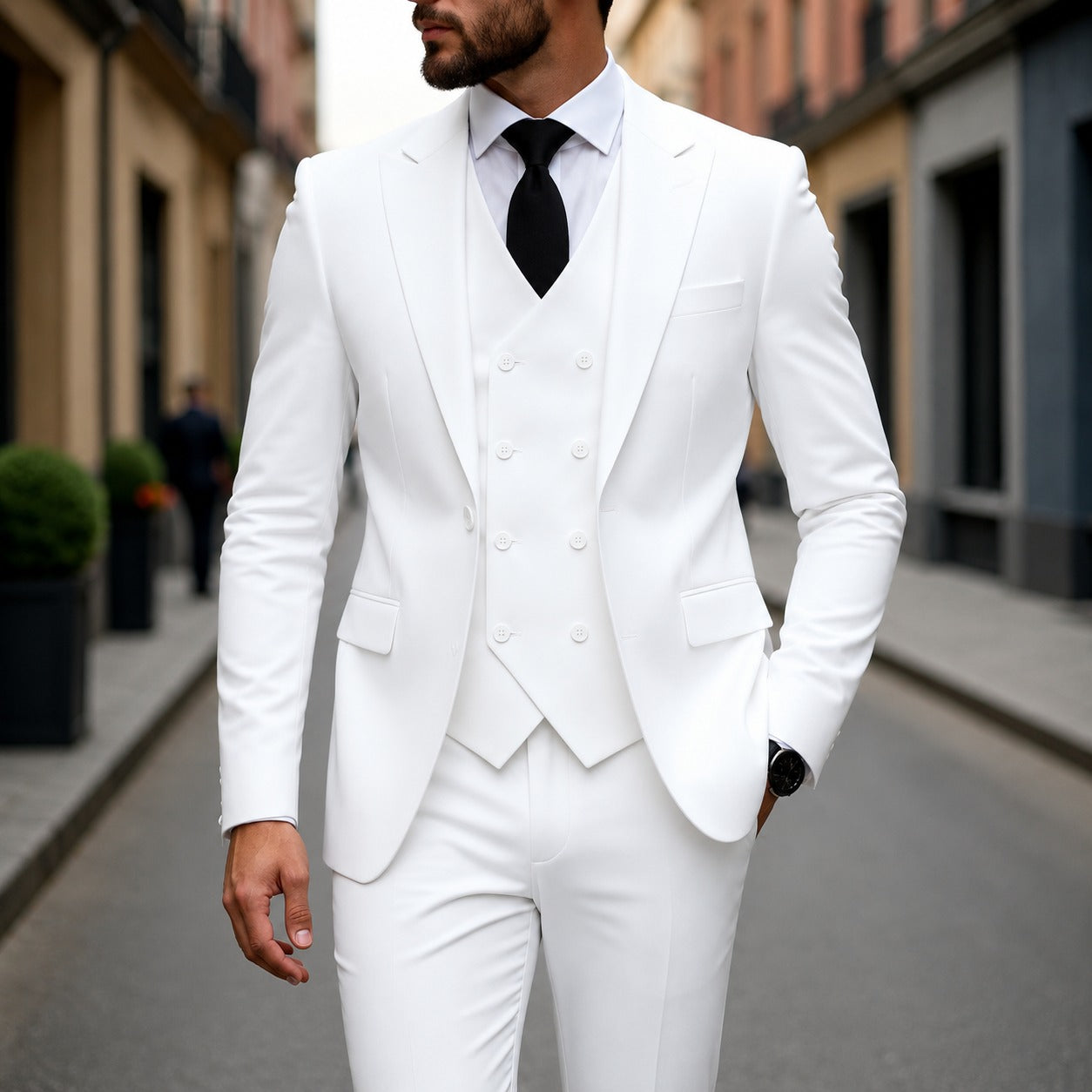 Traje Montevic™ con Chaleco Cruzado, Corte Slim y Blazer Estructurado