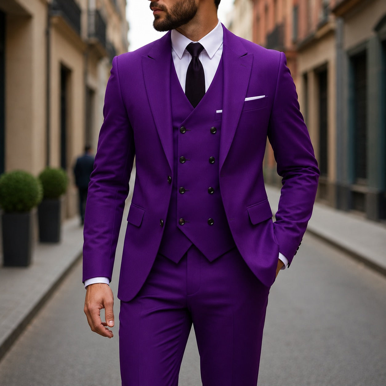 Traje Montevic™ con Chaleco Cruzado, Corte Slim y Blazer Estructurado