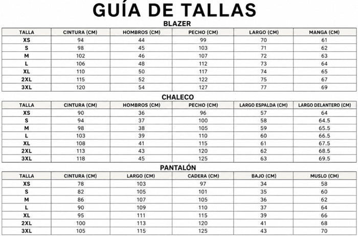 Guía de tallas