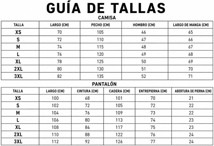 Guía de tallas
