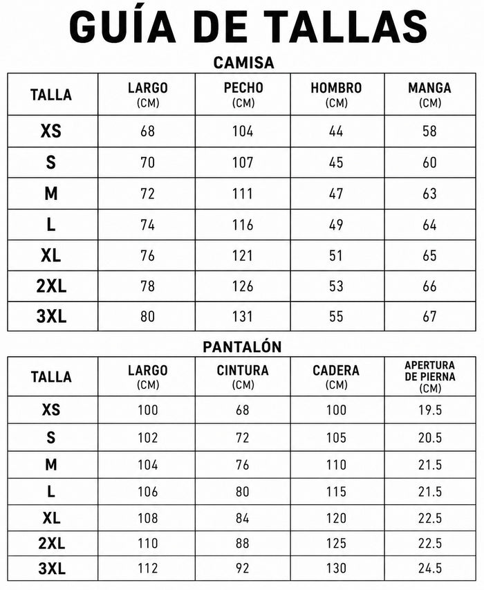 Guía de tallas