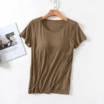 Velina™ Top with Built-In Cups, Short Sleeves and Fitted Silhouette