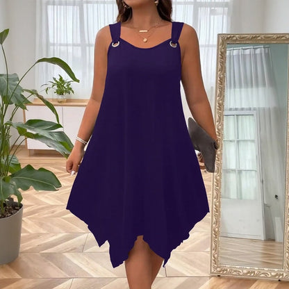 Vestido Soraya™ con Bajo Asimétrico y Tirantes con Aros Metálicos