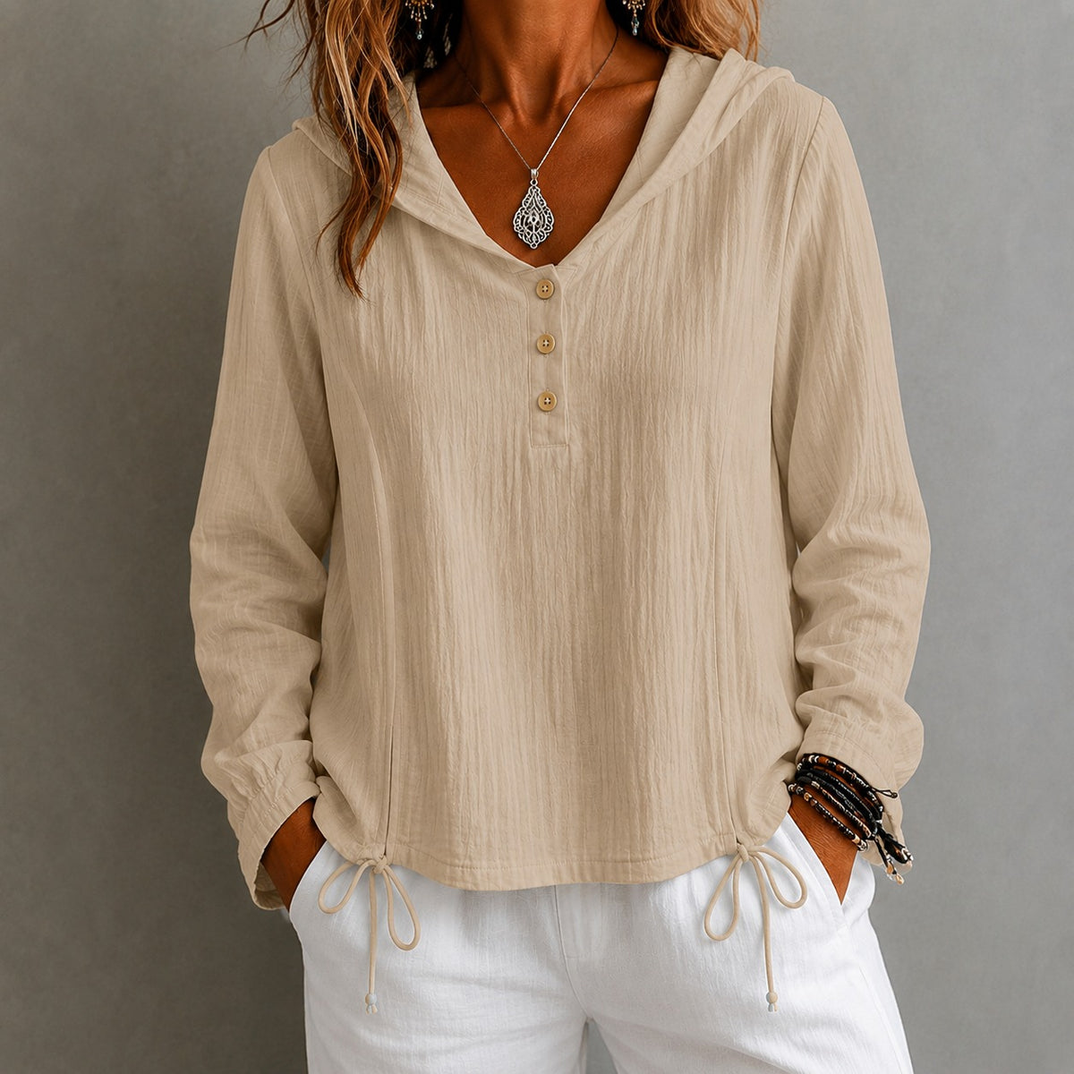 Blusa Valentina™ con Capucha y Botones Frontales
