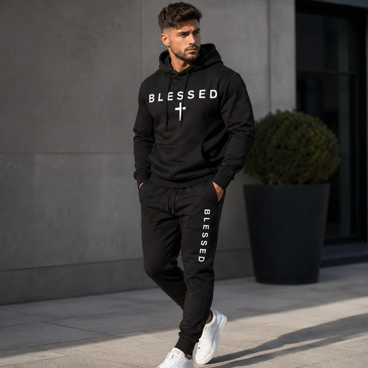 Conjunto Braven™ con Sudadera con Capucha, Bolsillo Canguro y Pantalón Jogger